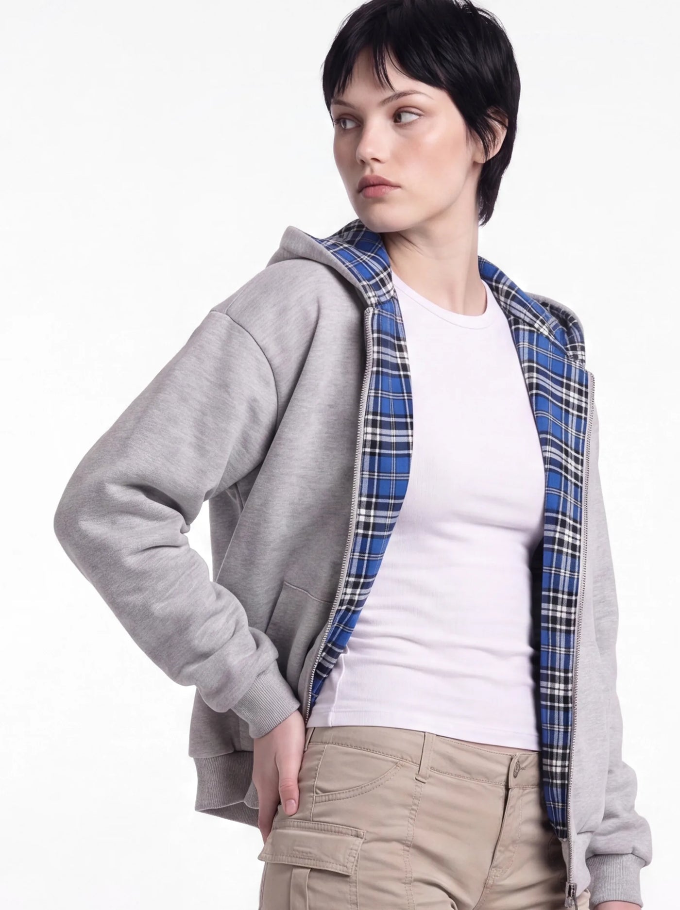 Doubletake Reversible Check Zip-Up Blue Check
