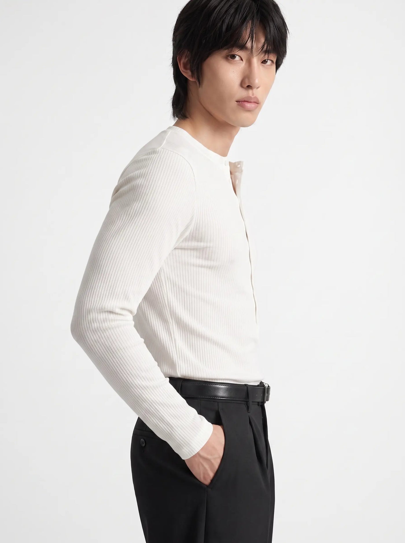 Ribbed Henley Long Sleeve