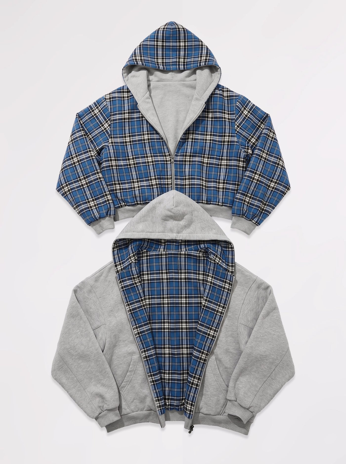 Reversible Check Zip-Up Blue check