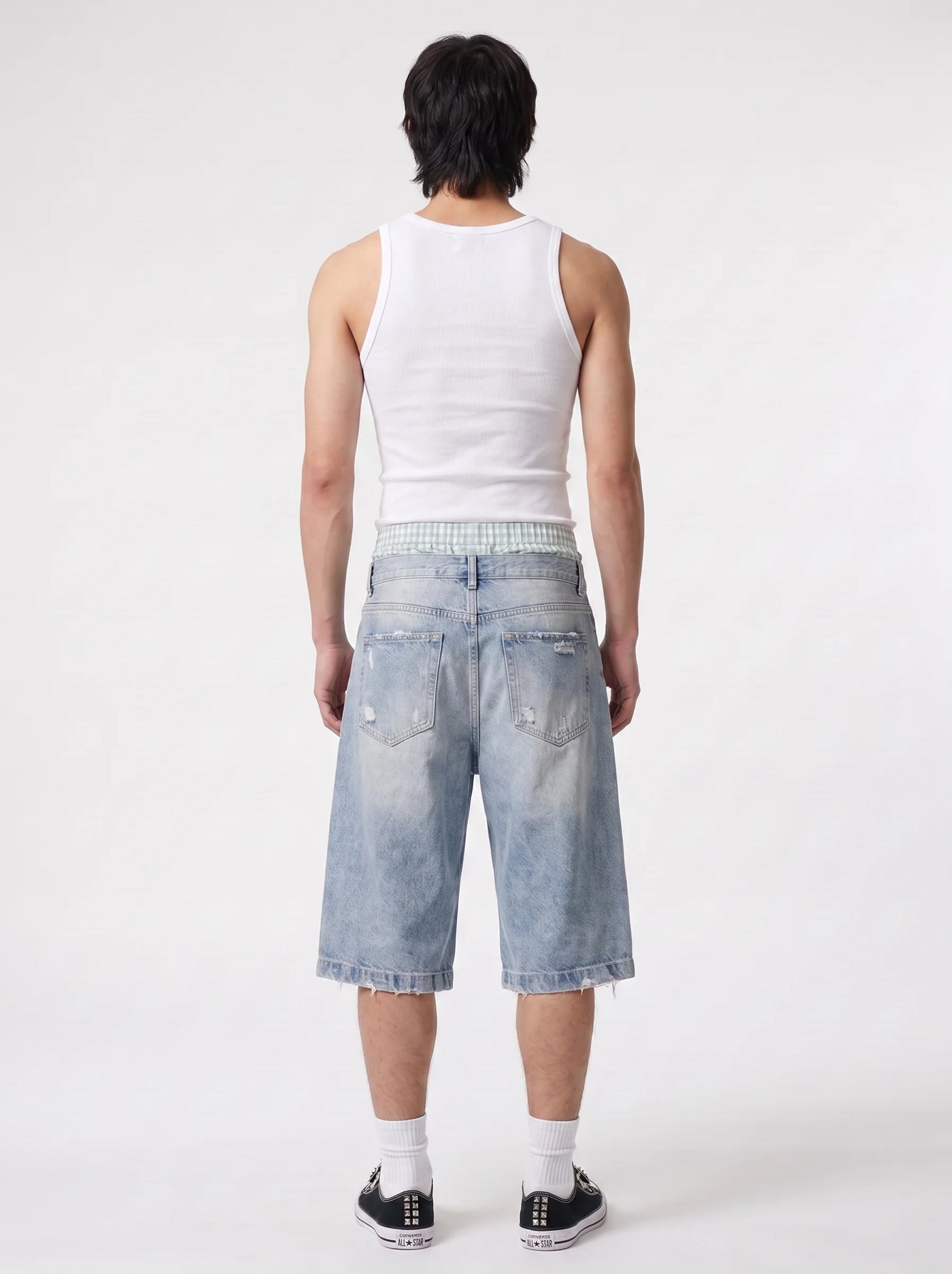 Ripped Longline Denim Jorts