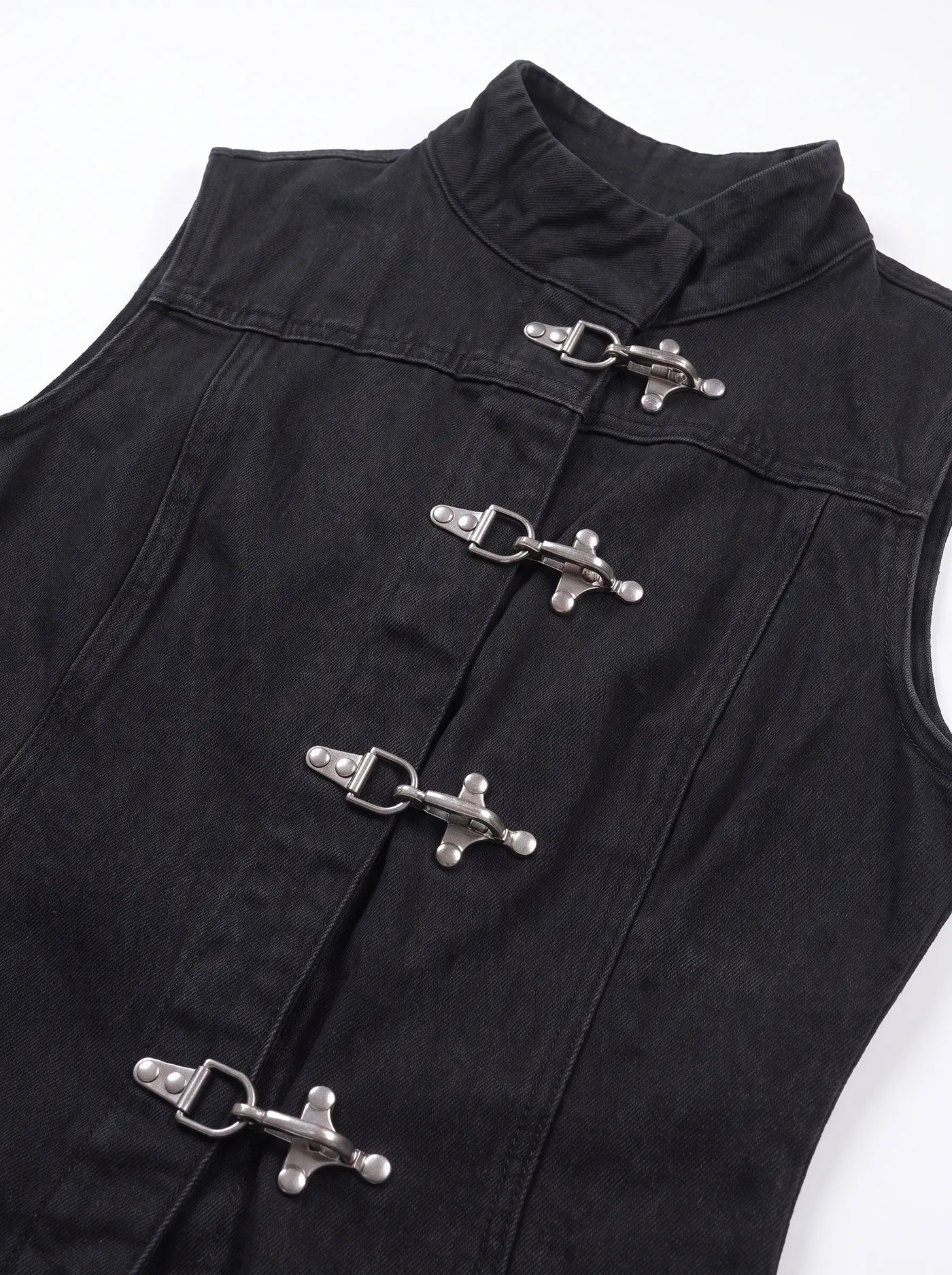 Hardware High Neck Denim Vest