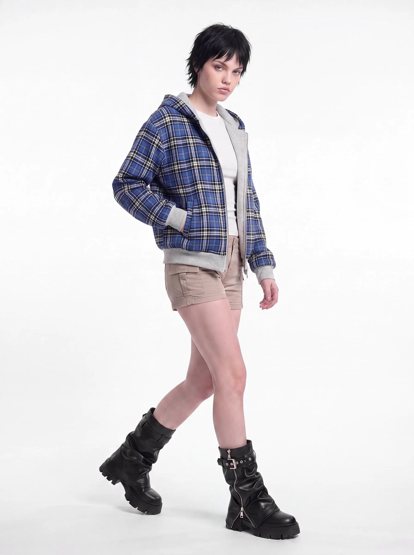 Doubletake Reversible Check Zip-Up Blue Check