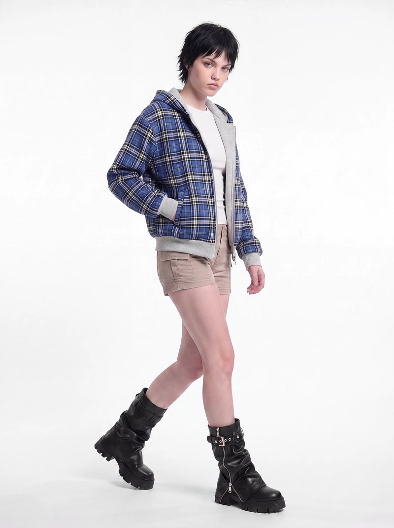 Doubletake Reversible Check Zip-Up Blue Check