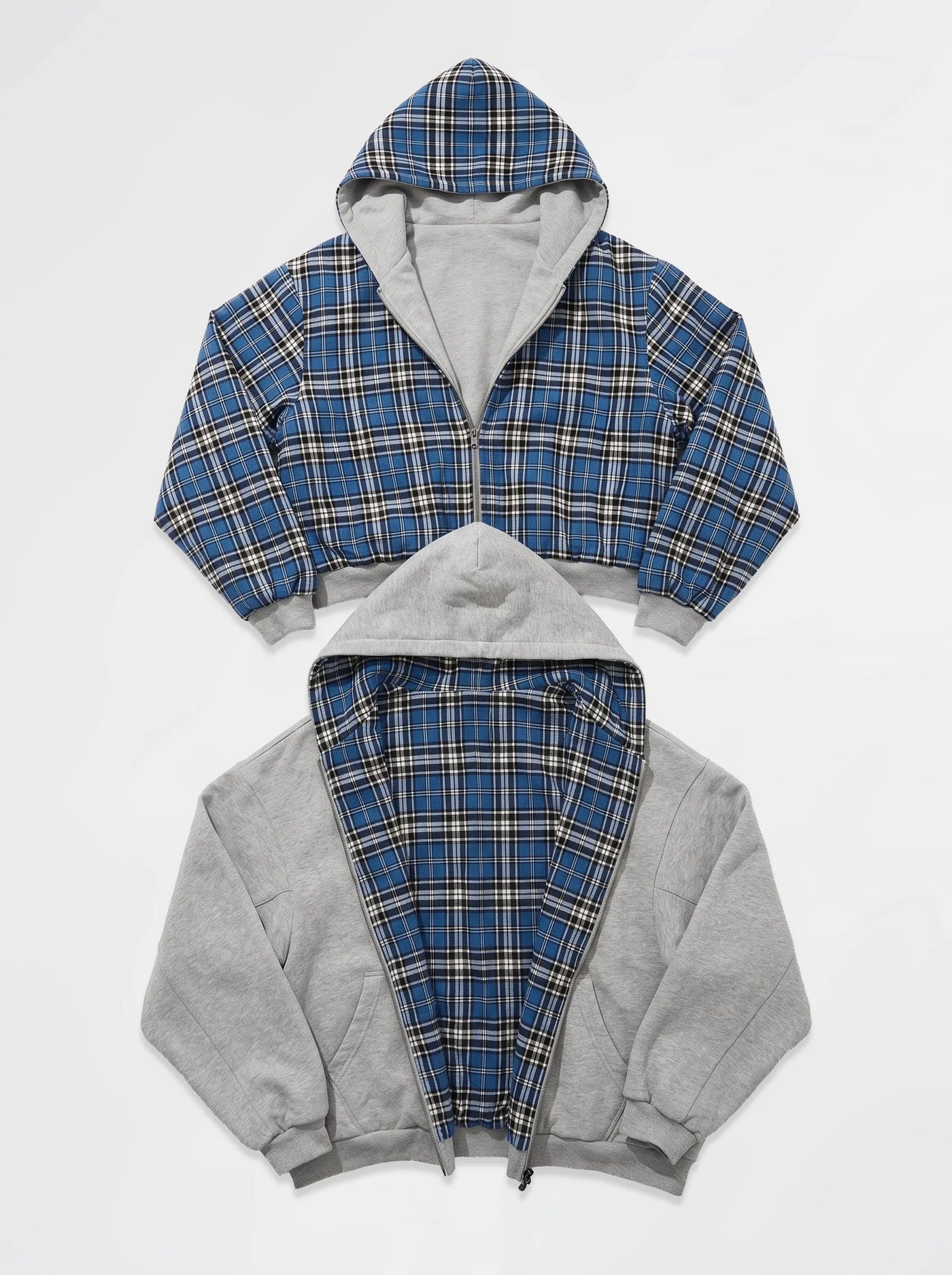 Doubletake Reversible Check Zip-Up Blue Check