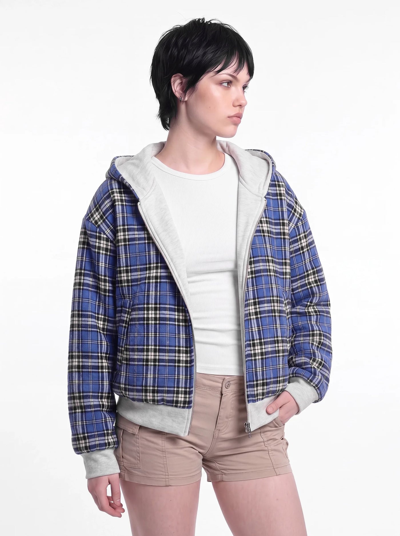 Doubletake Reversible Check Zip-Up Blue Check