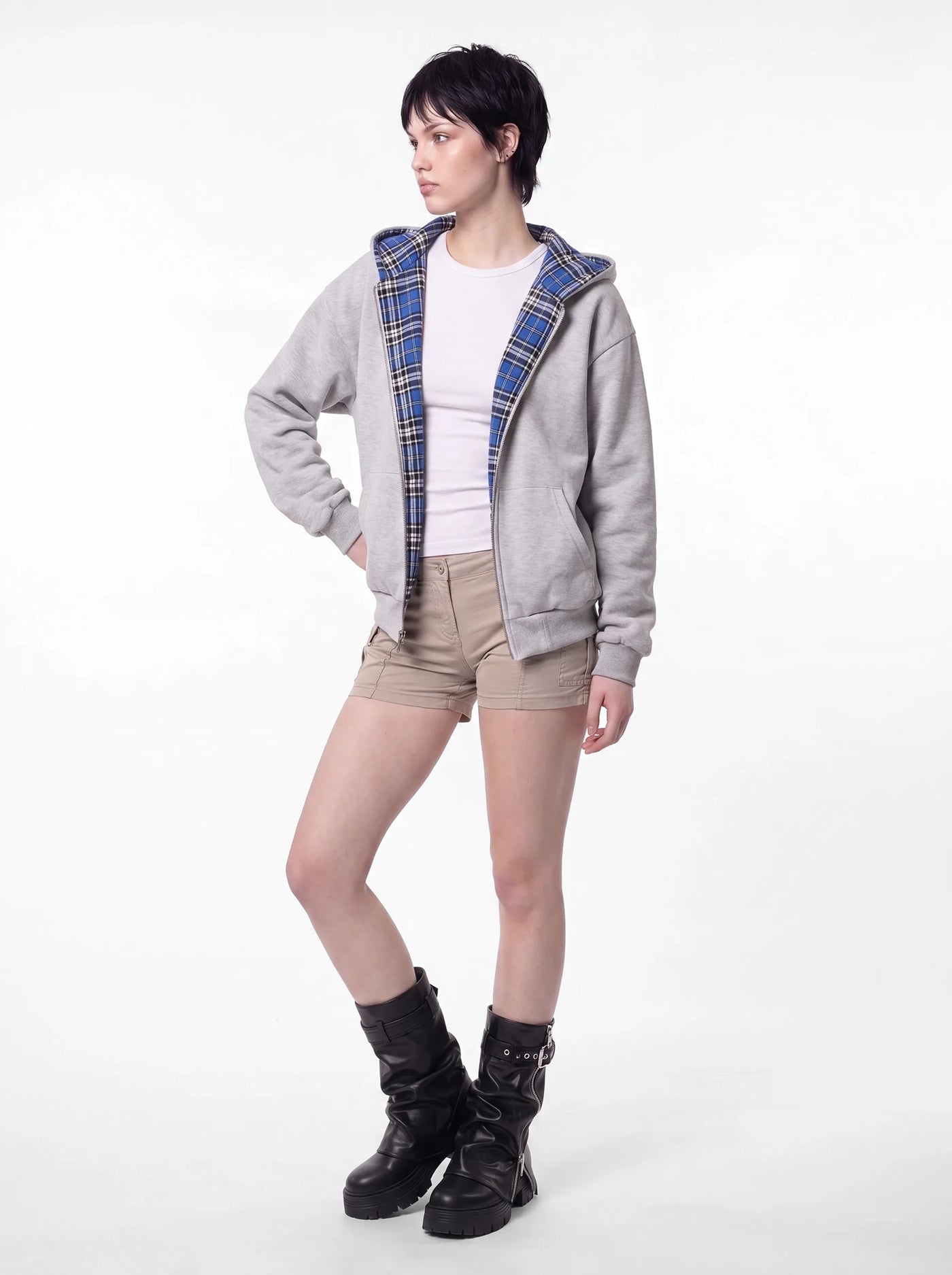 Doubletake Reversible Check Zip-Up Blue Check