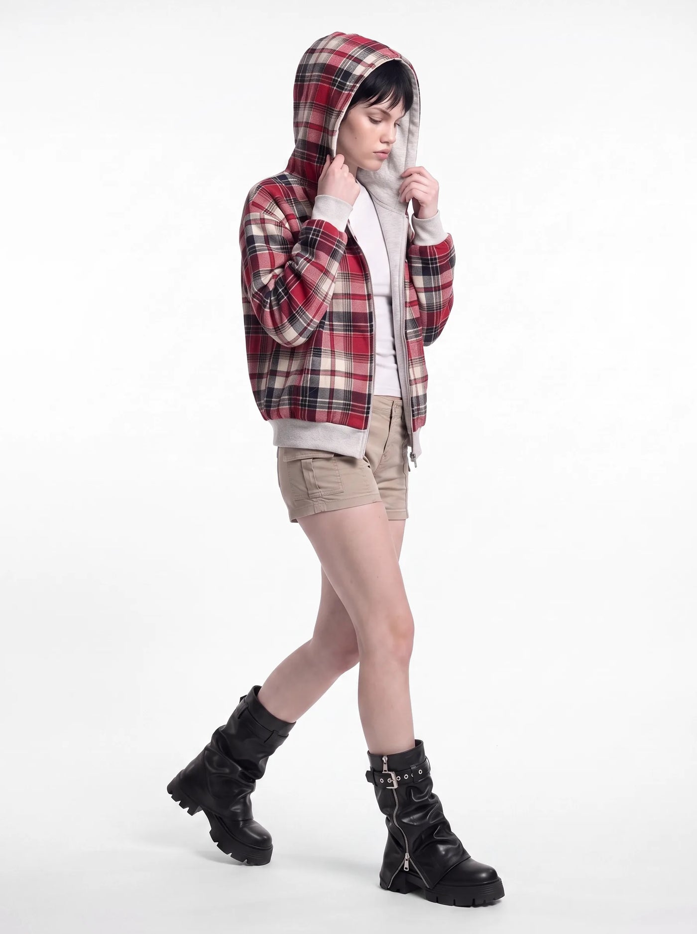 Doubletake Reversible Check Zip-Up Red Check