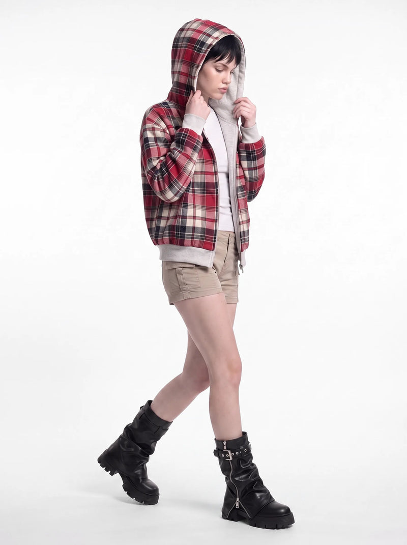 Doubletake Reversible Check Zip-Up Red Check