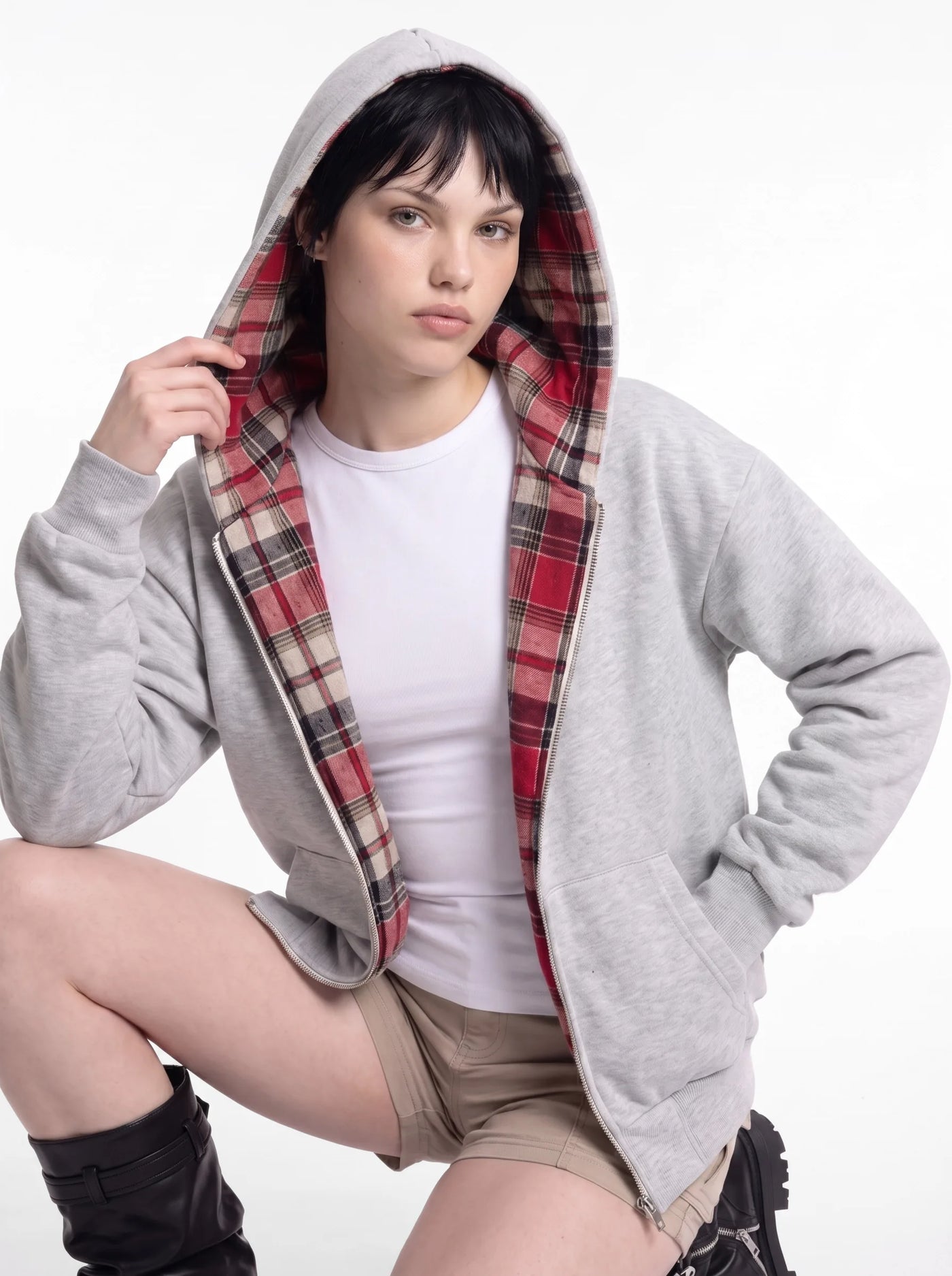 Doubletake Reversible Check Zip-Up Red Check