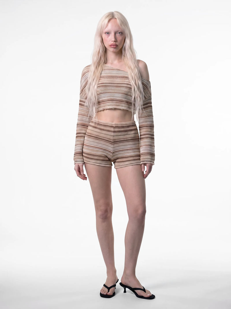 Riviera Off Shoulder Knit Set Beige