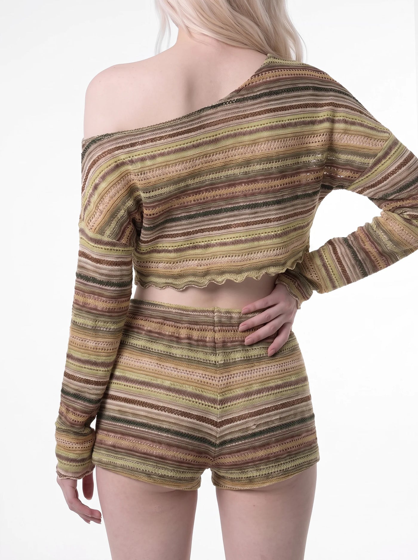 Riviera Off Shoulder Knit Set Olive Green