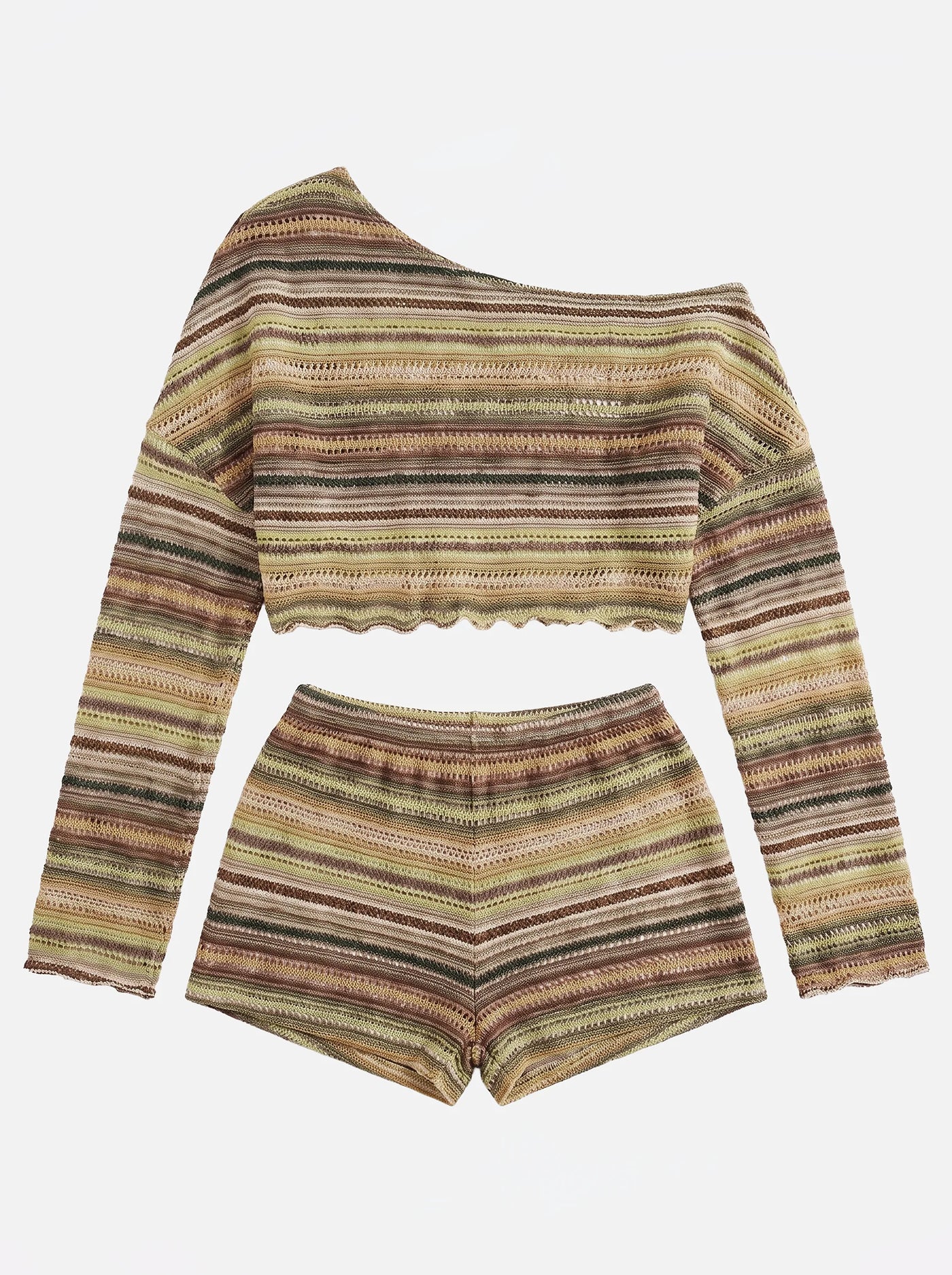 Riviera Off Shoulder Knit Set Olive Green