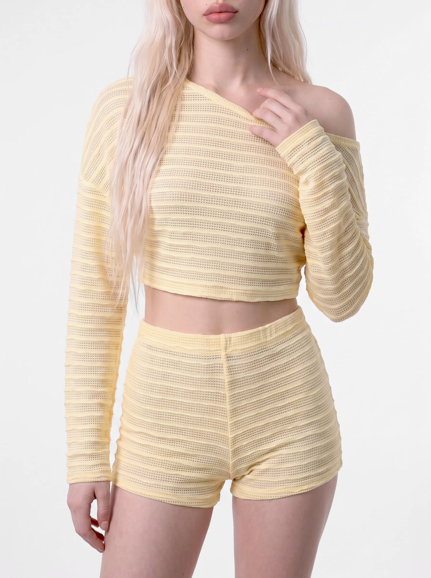 Riviera Off Shoulder Knit Set Yellow