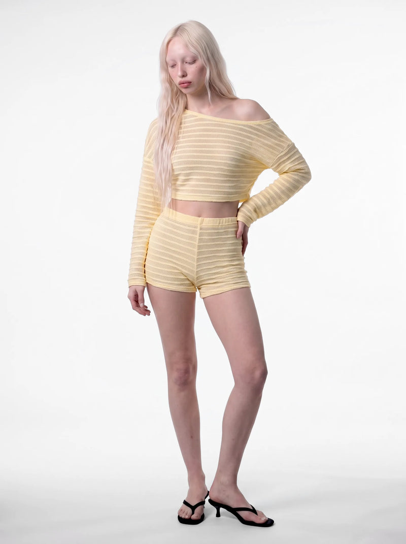 Riviera Off Shoulder Knit Set Yellow