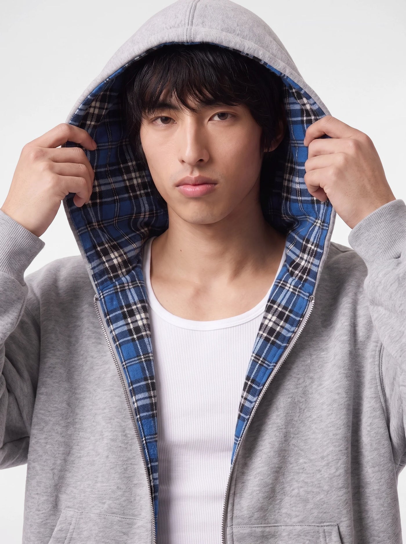 Reversible Check Zip-Up Blue Check