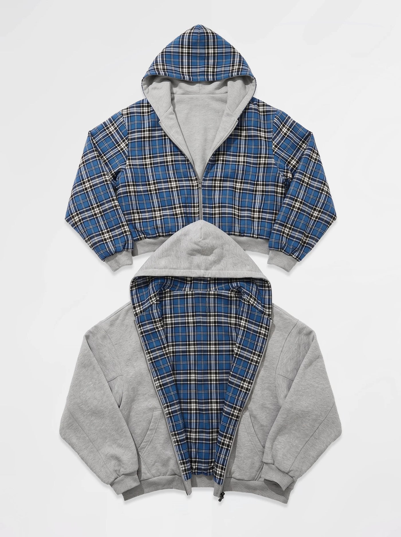 Reversible Check Zip-Up Blue Check