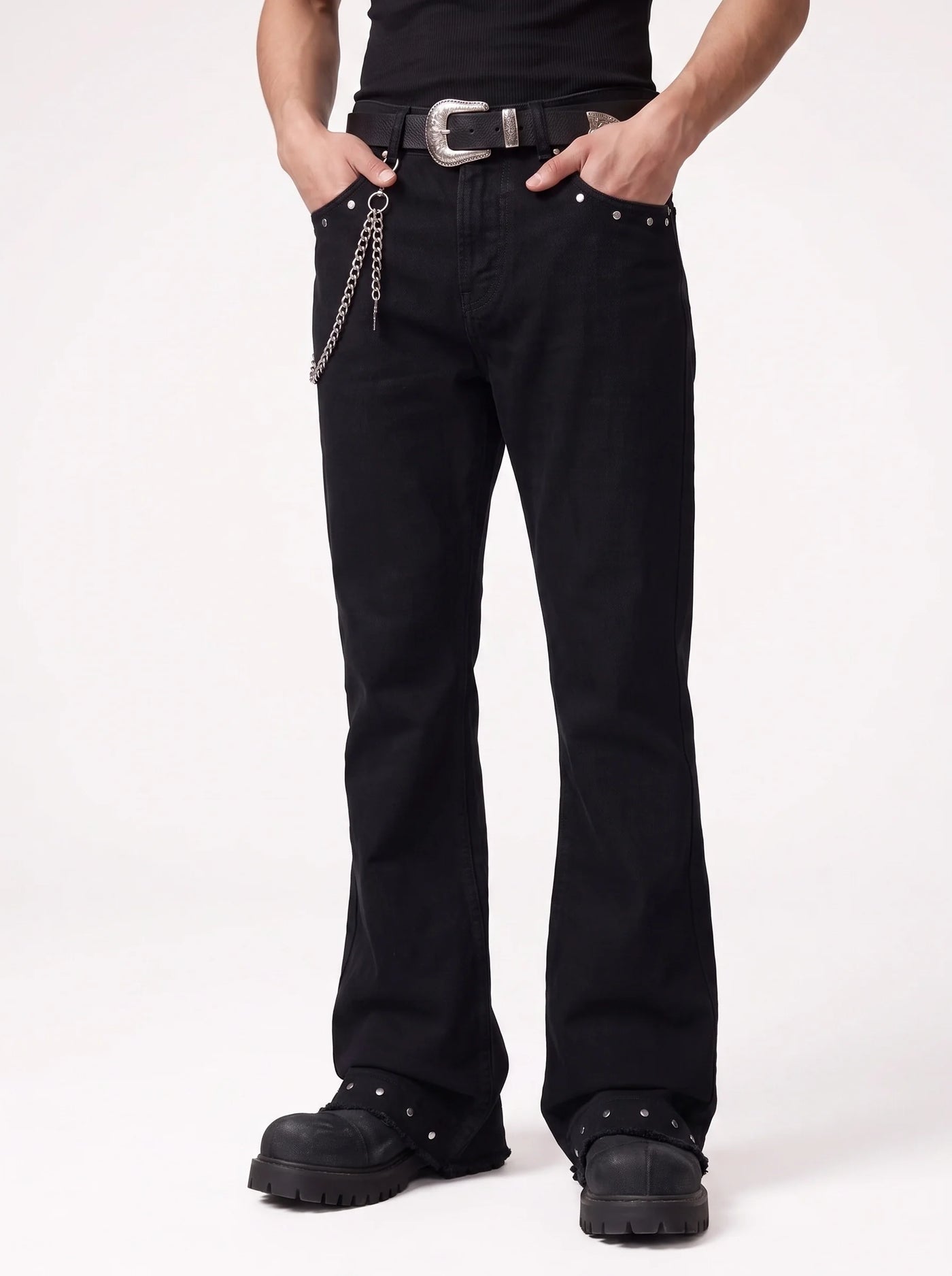Rivet Straight-Leg Flared Jeans