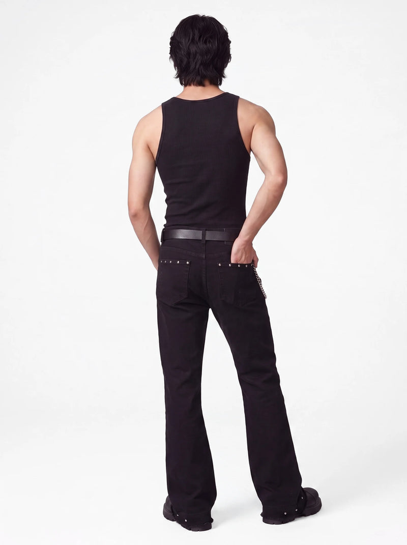 Rivet Straight-Leg Flared Jeans