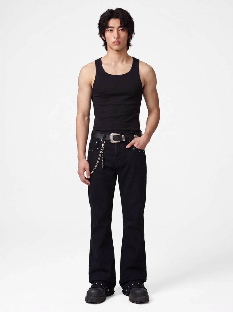 Rivet Straight-Leg Flared Jeans