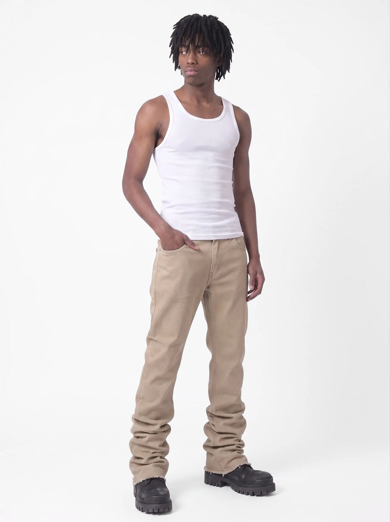 Stacked Jeans Beige