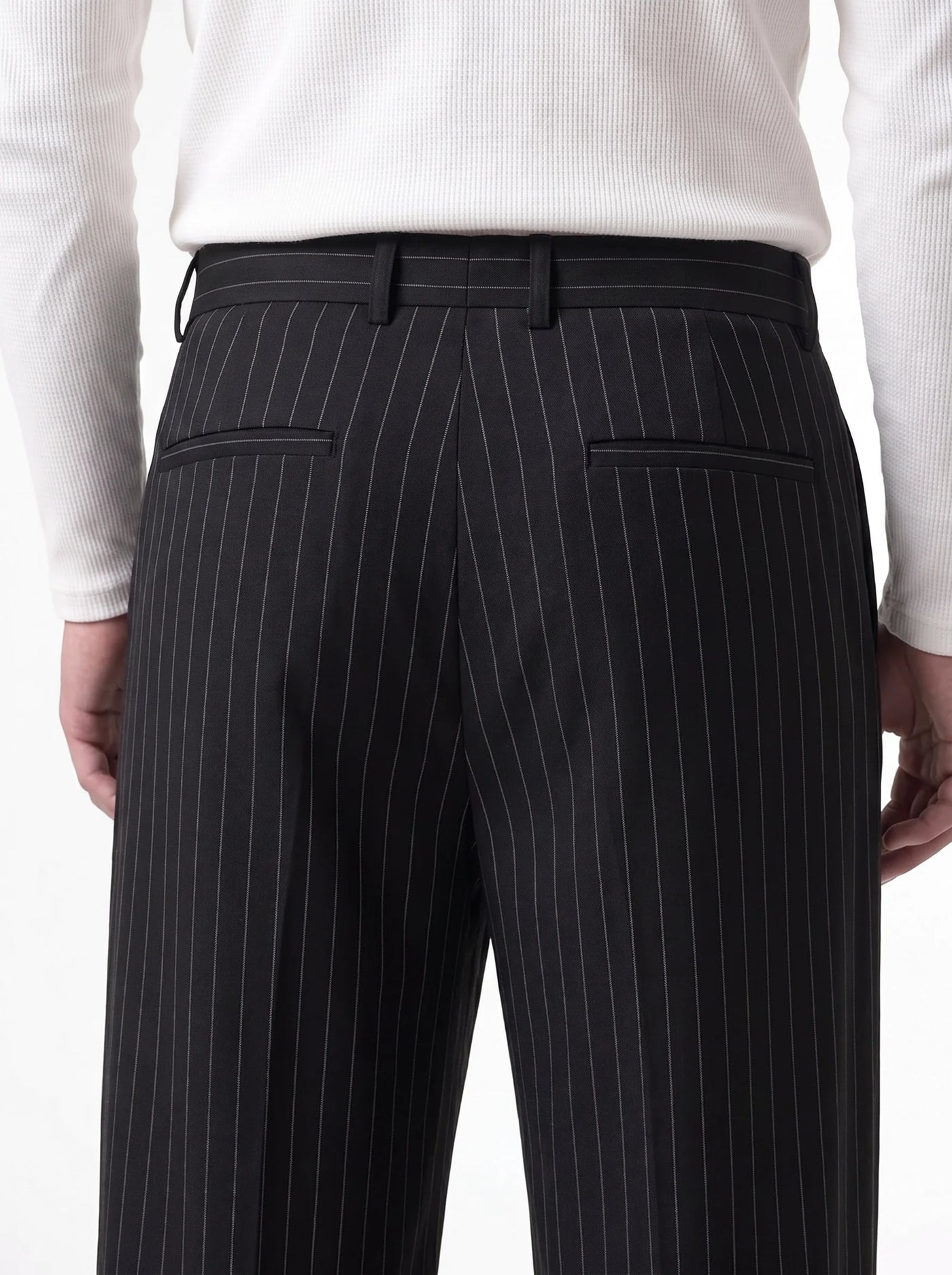 Syndicate Pinstripe Wide Leg Trousers Black
