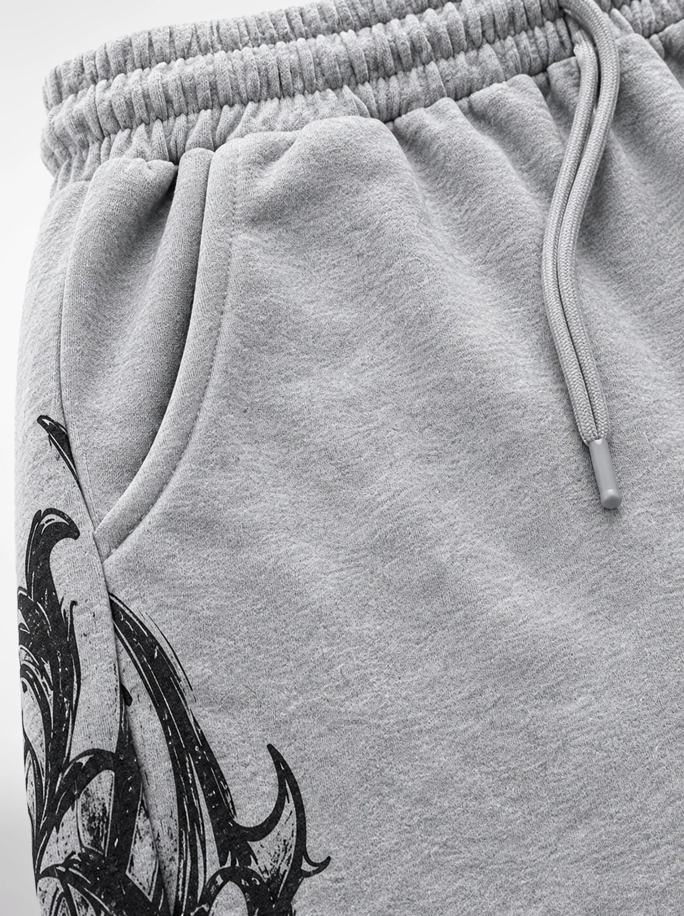 Graffiti Wide Sweat Shorts Grey