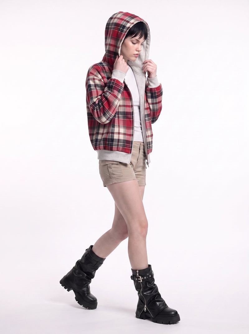 Doubletake Reversible Check Zip-Up Red Check