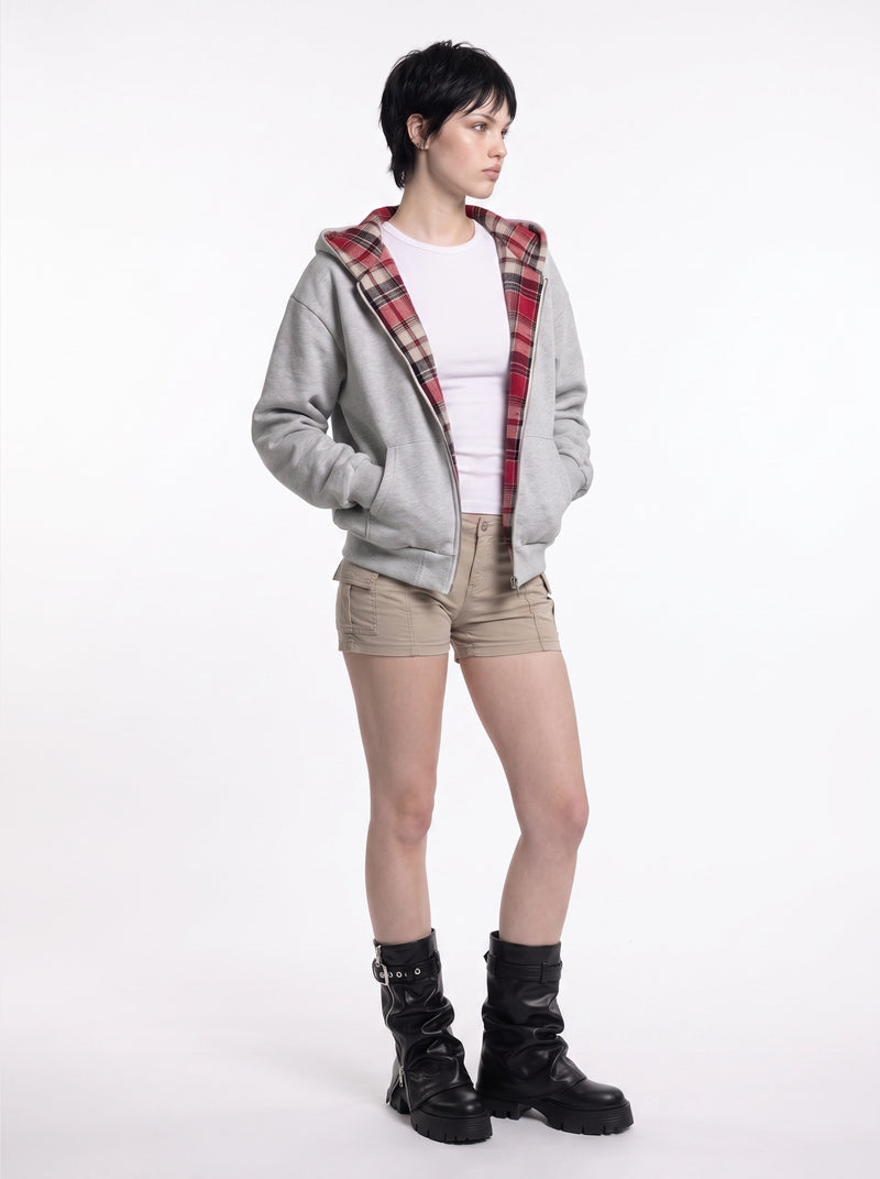 Doubletake Reversible Check Zip-Up Red Check