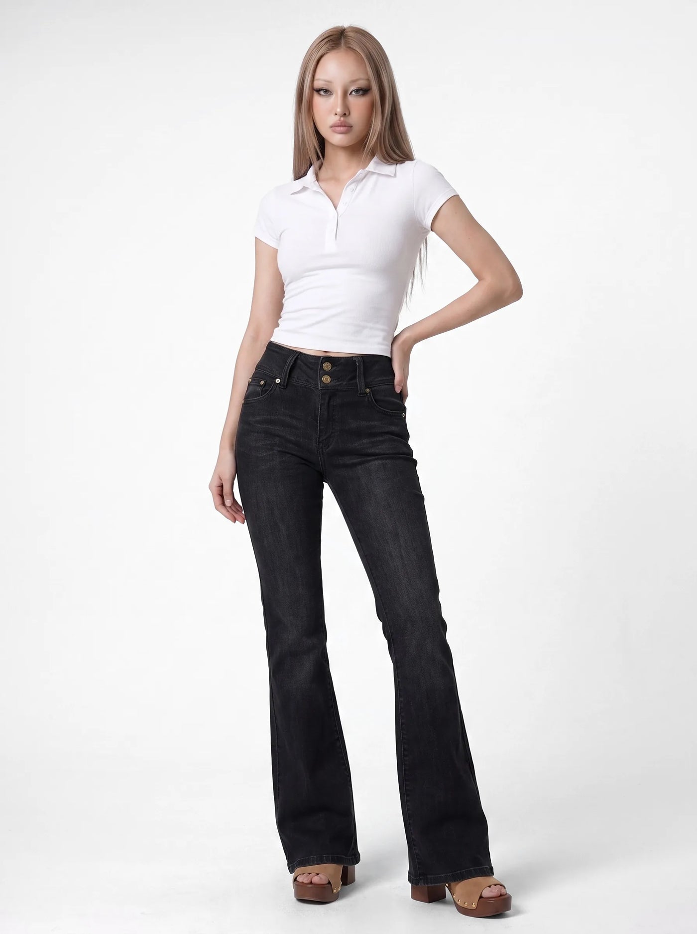 Y2K Flare Jeans Black