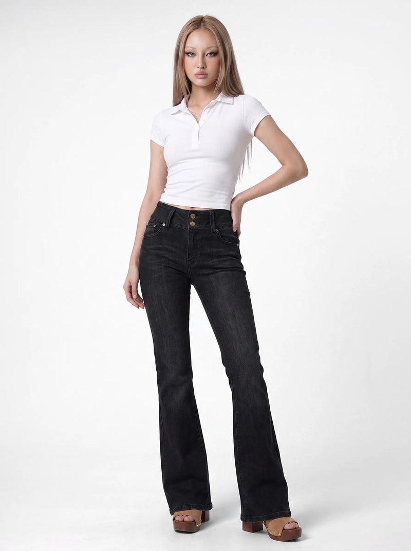 Y2K Flare Jeans Black