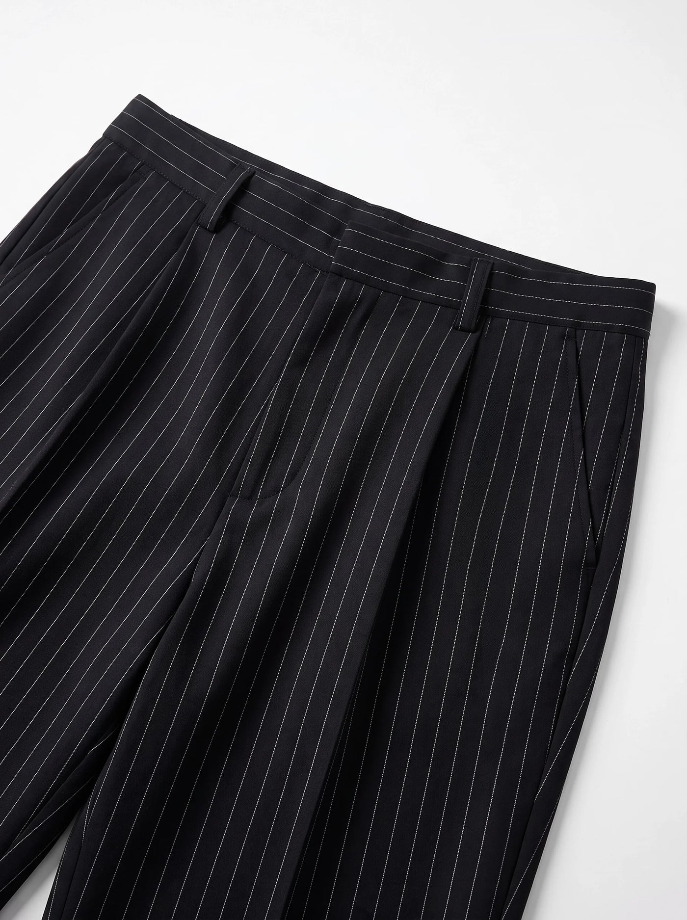 Syndicate Pinstripe Wide Leg Trousers Black
